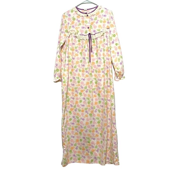 Sears Long Flannel NIghtgown 36M White - Picture 2 of 6